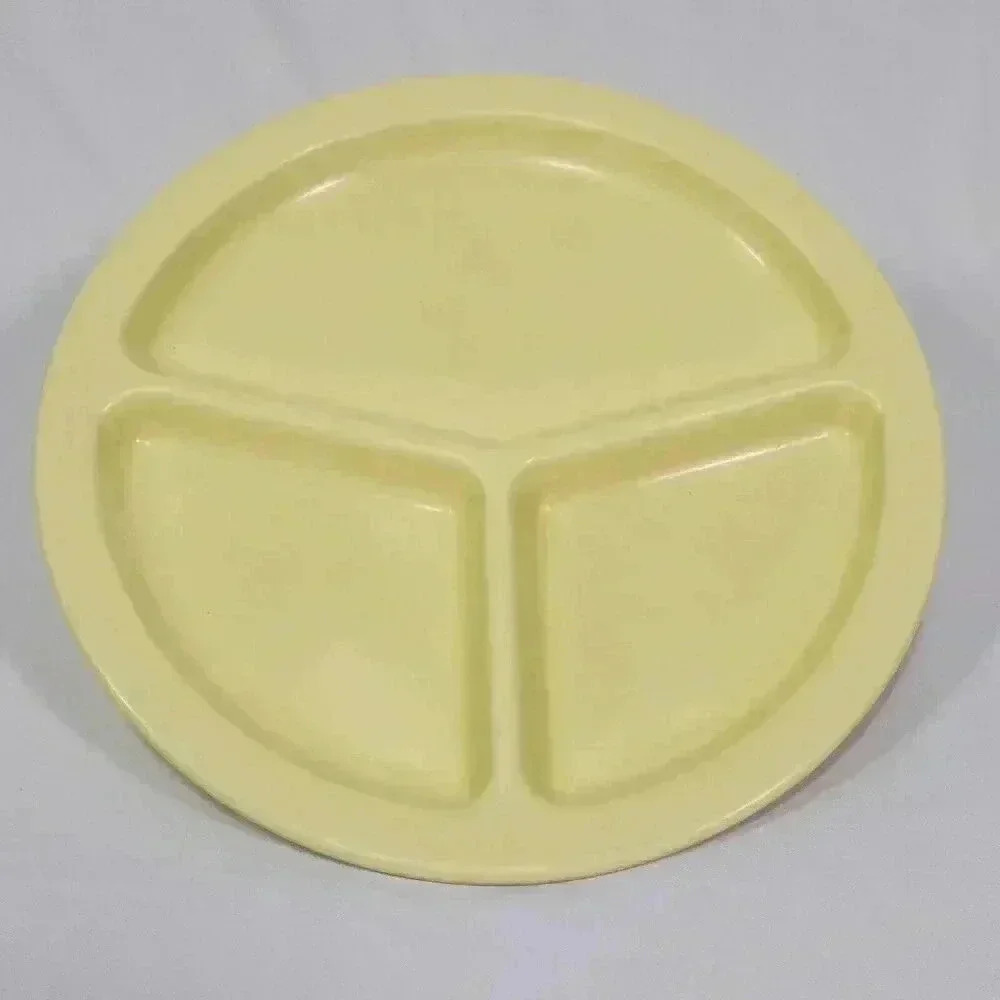 Texas Ware 2 Divided Plates Melamine Plastic Yellow Picnic Camp Kid‎ Vintage - Picture 5 of 11
